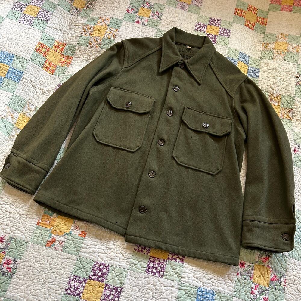Vintage 50s Korean War Felted Wool Military Field Shirt M